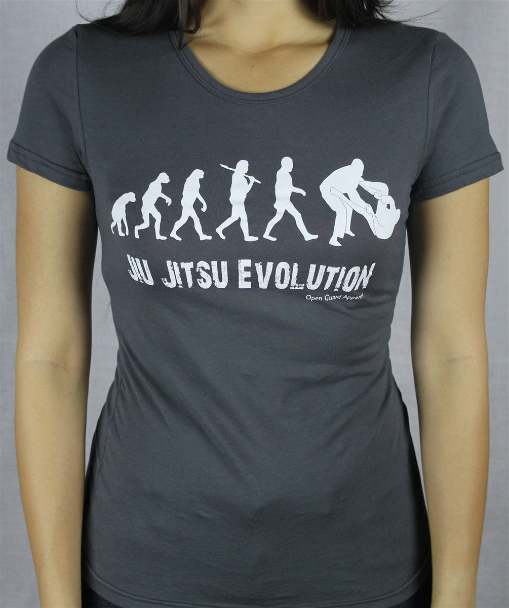 Jiu Jitsu Evolution T-shirt in Grey for Women. . Open Guard Apparel.