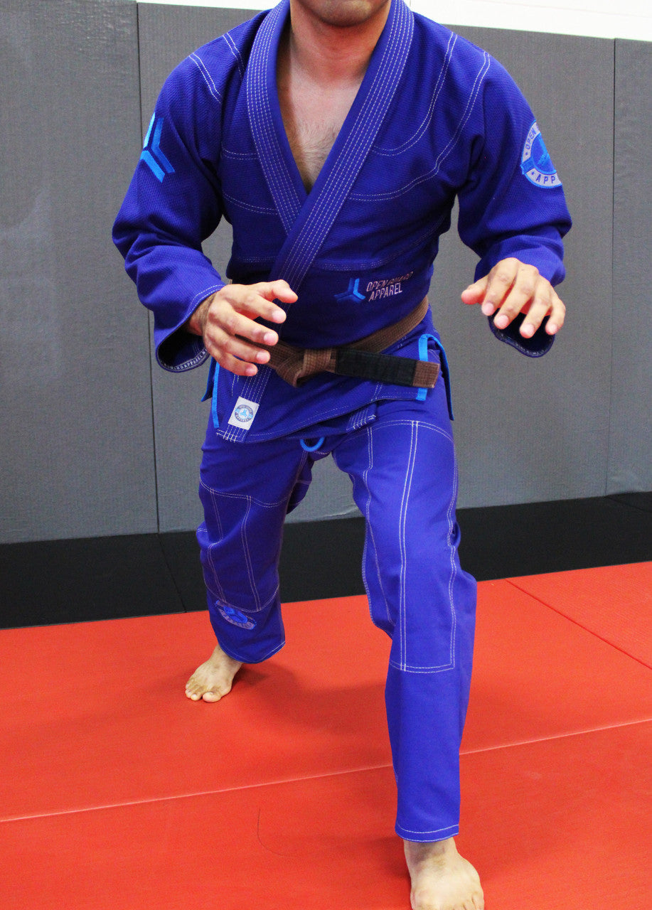 Royal Blue Open Guard Apparel Blizzard Gi. Great for training or competition. Teal accents across the gi. Ultra Light Gi