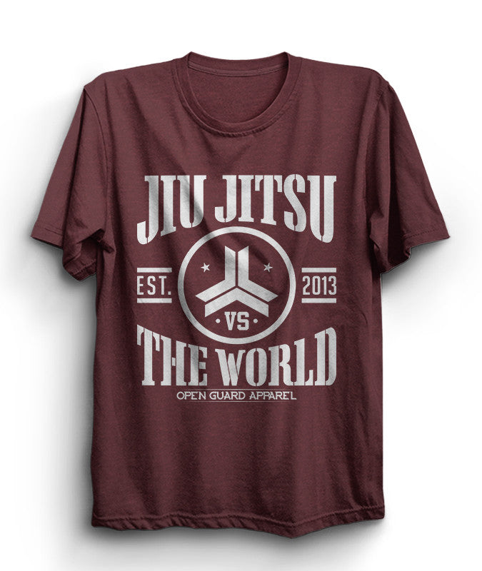 Jiu Jitsu VS The World Tshirt in Cardinal from Open Guard Apparel.