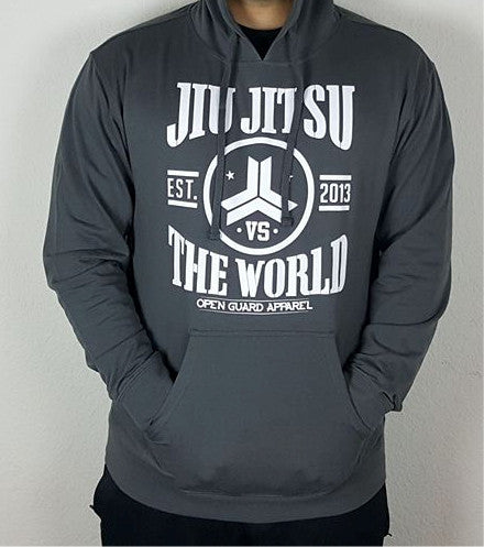 Open Guard Apparel Fall collection Jiu Jitsu VS the world Hoodies. Grey on Grey