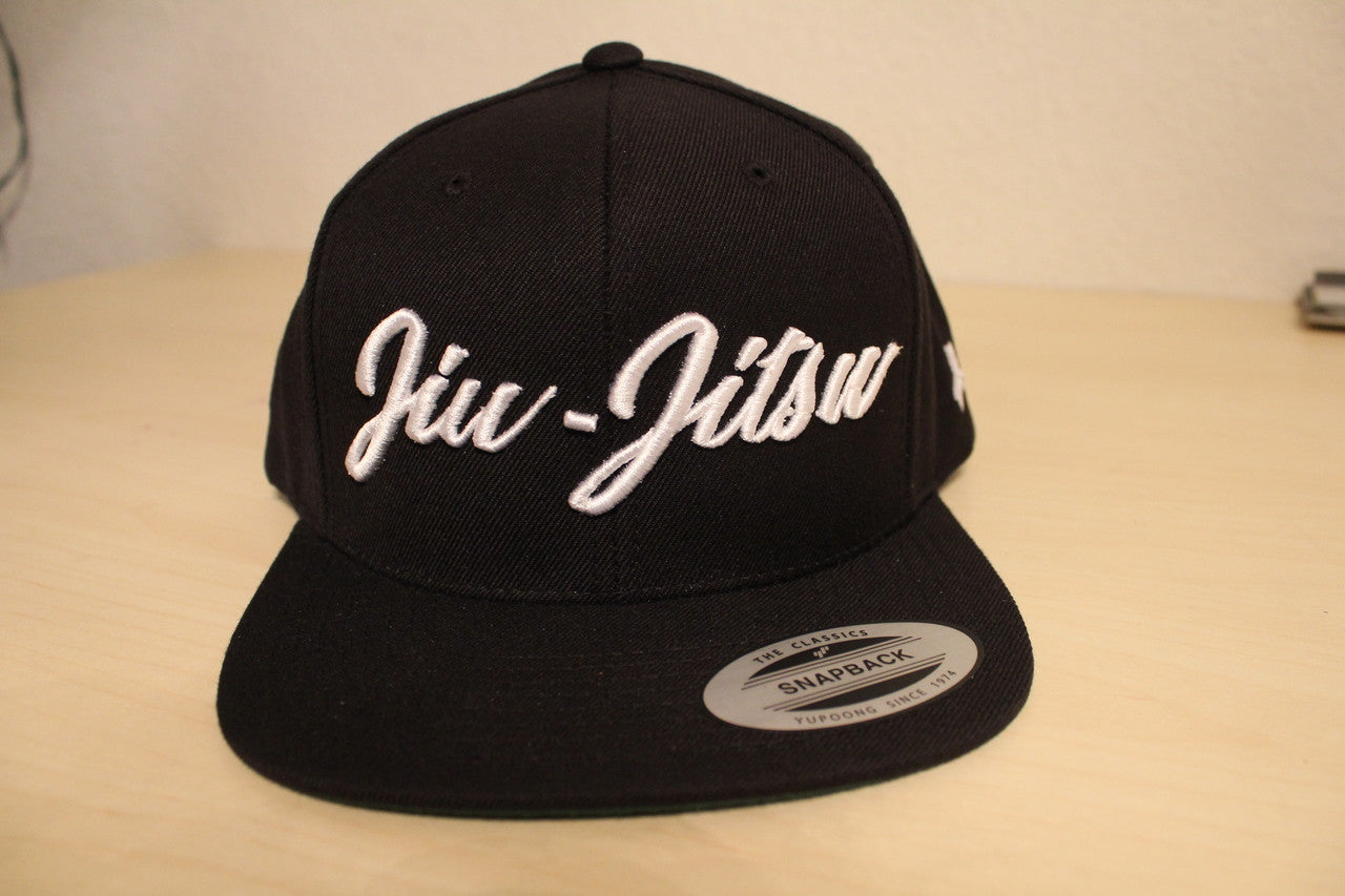 Open Guard Apparel All Black Jiu Jitsu Cursive Hat Snapback style. 