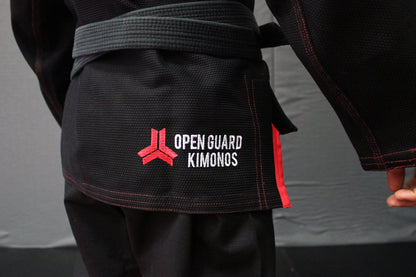 Open Guard Apparel Champion Gi in Black with red accents Available at www.openguardapparel.com

Enjoy premium bjj gear for the family. 