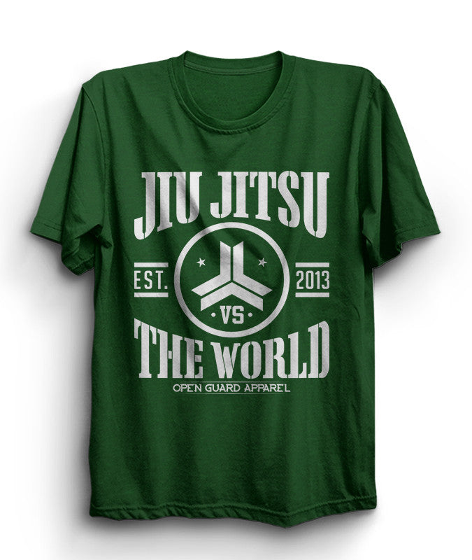 Jiu Jitsu VS The green concept artworkd.  Available on www.openguardapparel.com