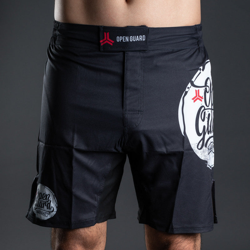 Flow Series BJJ Shorts Black/White - Available on www.openguardapparel.com