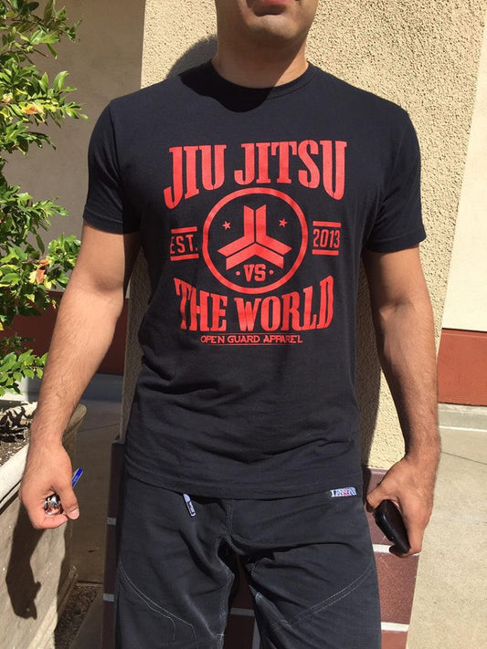 Open Guard Apparel Black and Red Jiu Jitsu VS the world T-Shirt