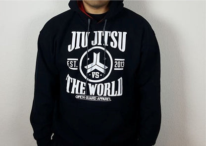 Open Guard Apparel Warm hoodies from the fall collection.  Jiu Jitsu VS the world edition.  

Black hoodie with red inside the hood.