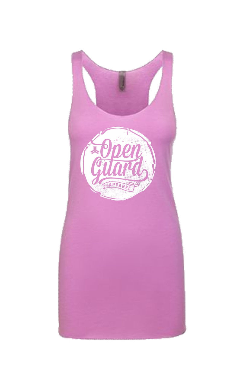 Female Open Guard Apparel Circle Flow Tank in Pink and White Ink.  Available at www.openguardapparel.com