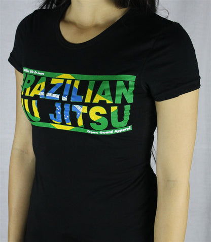 Open Guard Apparel Brazilian Flag T-Shirt for women.  specifically built for women.  