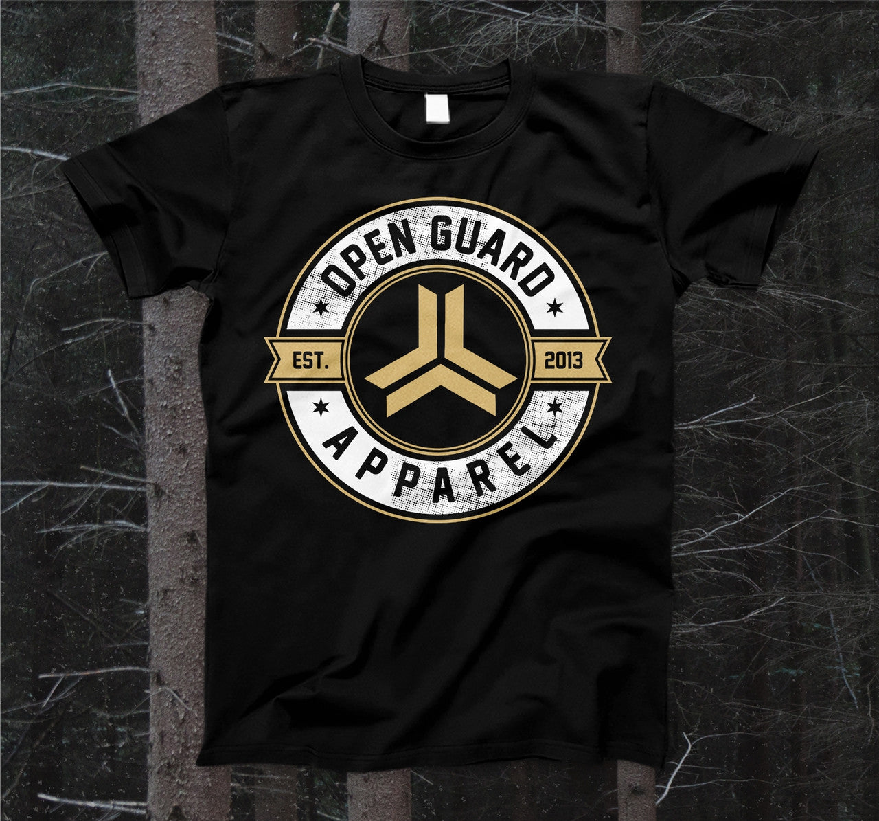 Black and Gold Open Guard Apparel Established T-Shirt