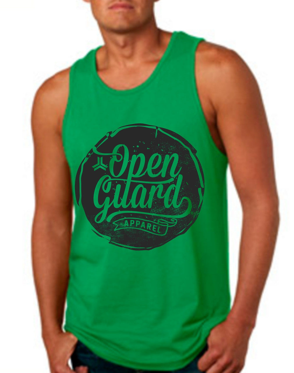 Open Guard Apparel Circle Flow Tank in Green and Black Ink.  Available at www.openguardapparel.com