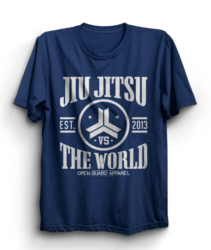 Jiu Jitsu VS The World Tshirt in Blue from Open Guard Apparel. 