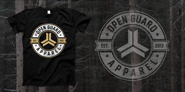 Black and Gold Open Guard Apparel Established T-Shirt