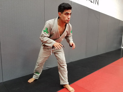 Open Guard Apparel Circle Flow Gi in Tactical Sand & Emerald.