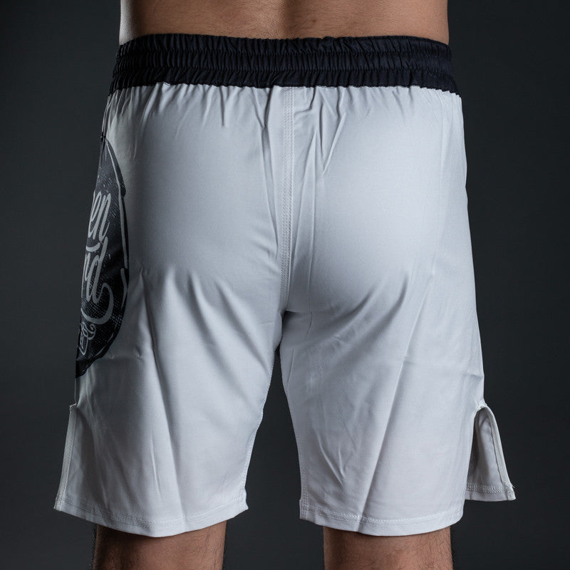 Flow Series BJJ Shorts White/Black - Available on www.openguardapparel.com