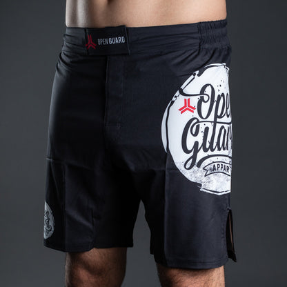 Flow Series BJJ Shorts Black/White - Available on www.openguardapparel.com