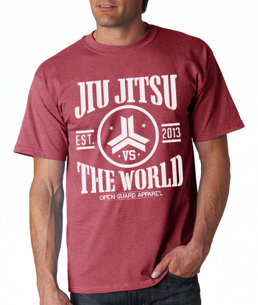 Jiu Jitsu VS The World Tshirt in Cardinal from Open Guard Apparel. 