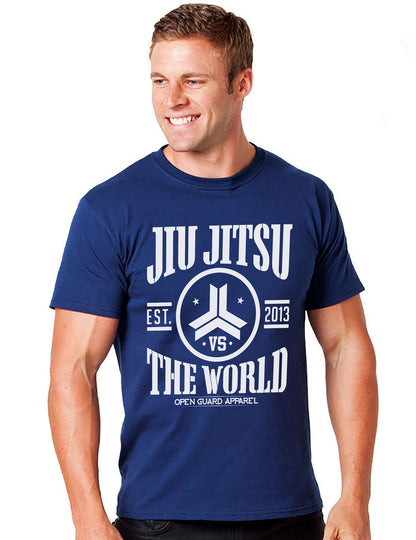 Jiu Jitsu VS The World Tshirt in Blue from Open Guard Apparel. 